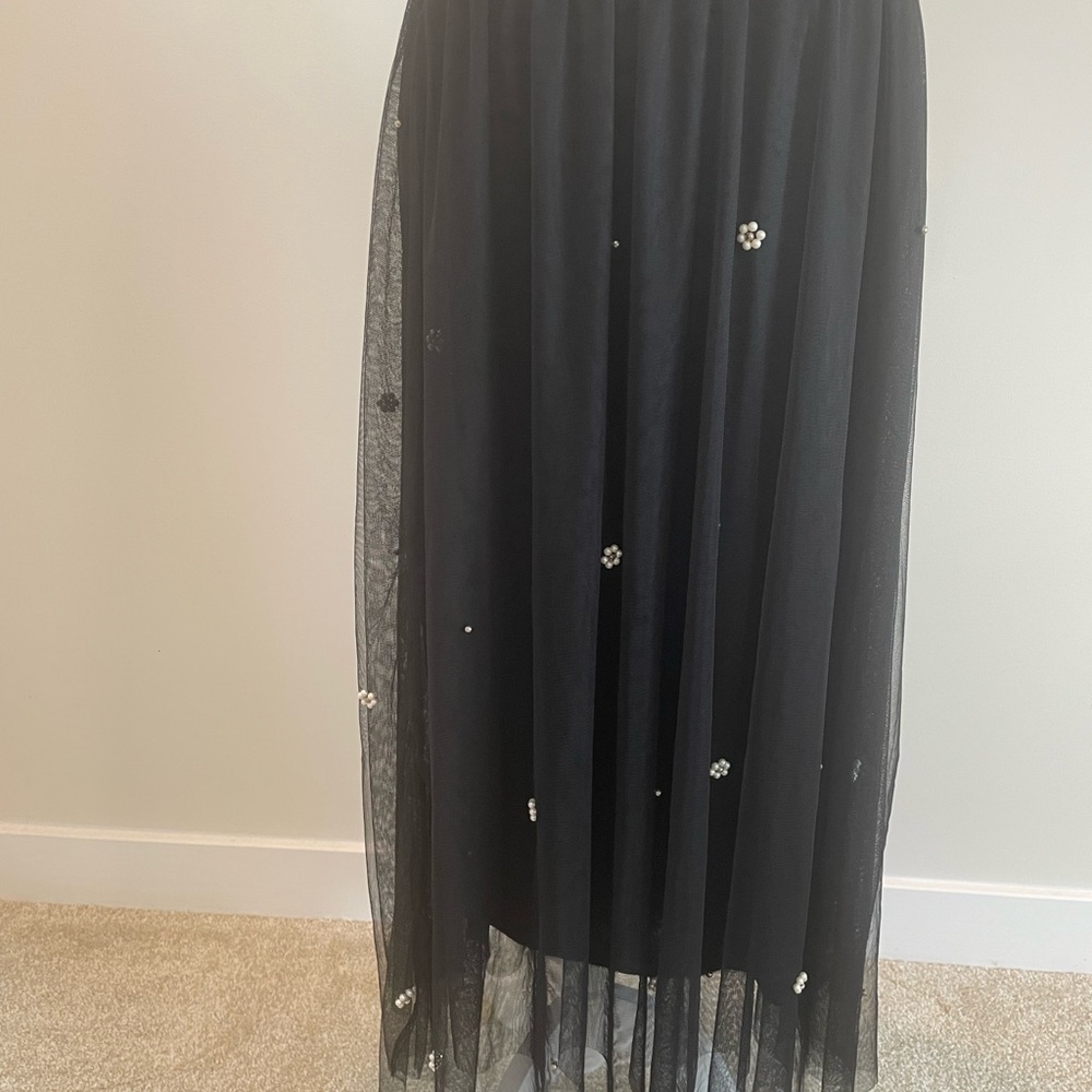 Elegant Black Embellished Skirt